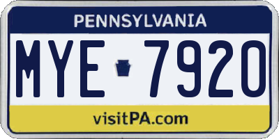 PA license plate MYE7920