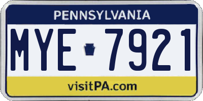 PA license plate MYE7921
