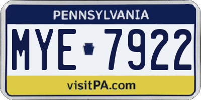 PA license plate MYE7922
