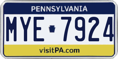 PA license plate MYE7924