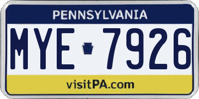 PA license plate MYE7926