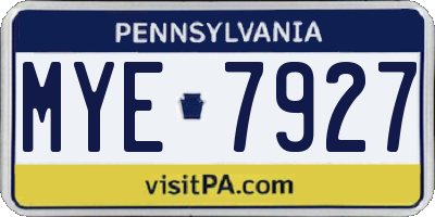 PA license plate MYE7927