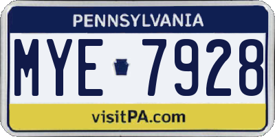 PA license plate MYE7928
