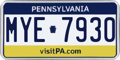 PA license plate MYE7930