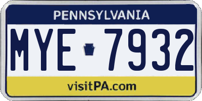 PA license plate MYE7932