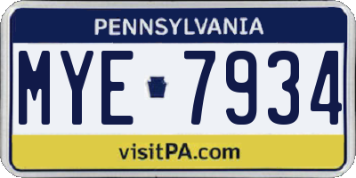 PA license plate MYE7934