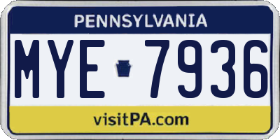 PA license plate MYE7936
