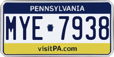PA license plate MYE7938