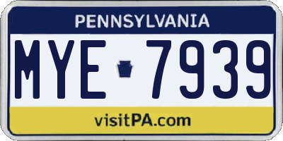 PA license plate MYE7939