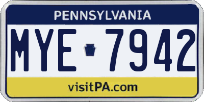 PA license plate MYE7942