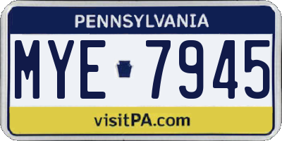 PA license plate MYE7945