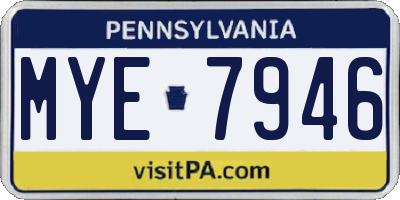 PA license plate MYE7946
