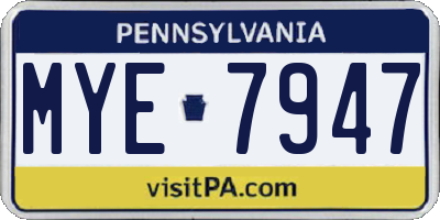 PA license plate MYE7947