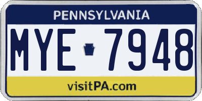 PA license plate MYE7948