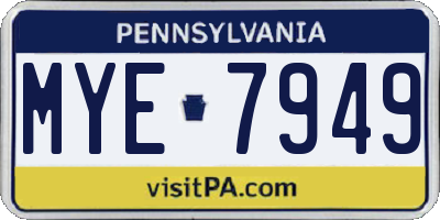 PA license plate MYE7949