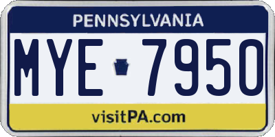 PA license plate MYE7950