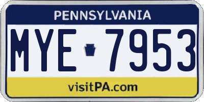 PA license plate MYE7953