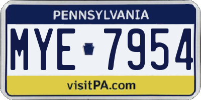 PA license plate MYE7954