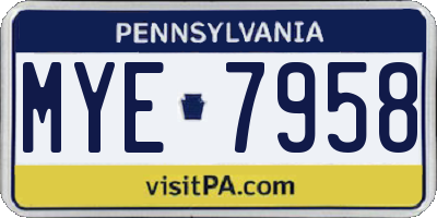 PA license plate MYE7958