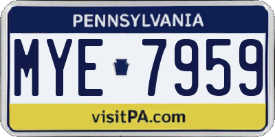PA license plate MYE7959