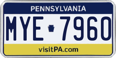 PA license plate MYE7960