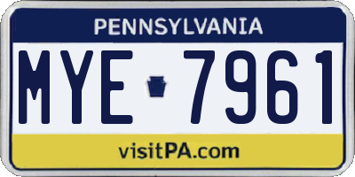 PA license plate MYE7961