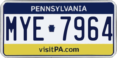 PA license plate MYE7964