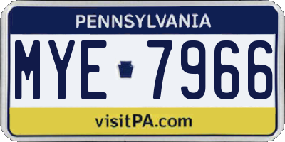 PA license plate MYE7966
