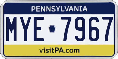 PA license plate MYE7967