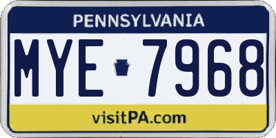 PA license plate MYE7968