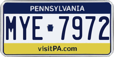 PA license plate MYE7972