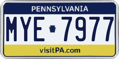 PA license plate MYE7977