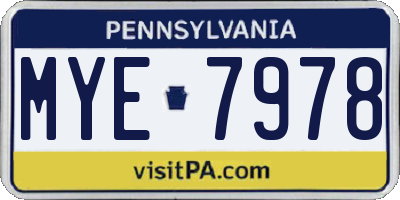 PA license plate MYE7978
