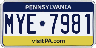 PA license plate MYE7981