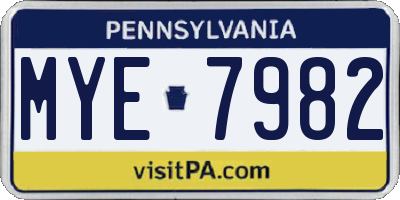 PA license plate MYE7982