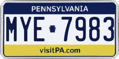 PA license plate MYE7983