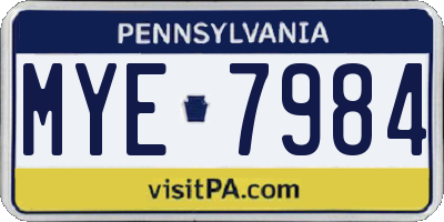 PA license plate MYE7984