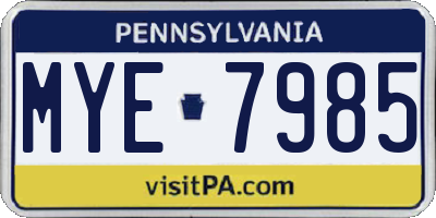 PA license plate MYE7985