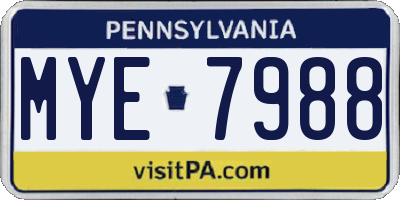 PA license plate MYE7988