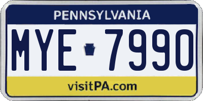 PA license plate MYE7990