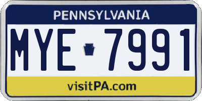 PA license plate MYE7991