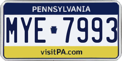 PA license plate MYE7993
