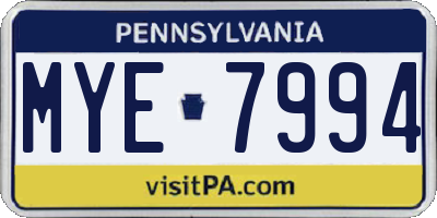 PA license plate MYE7994
