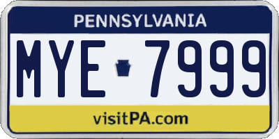 PA license plate MYE7999