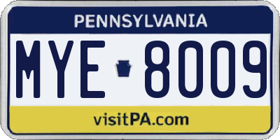 PA license plate MYE8009