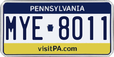 PA license plate MYE8011