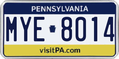 PA license plate MYE8014