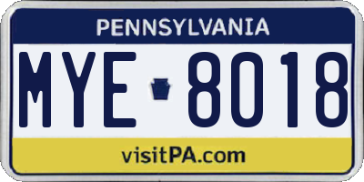 PA license plate MYE8018