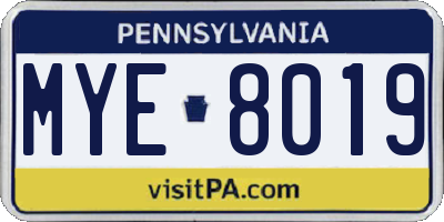 PA license plate MYE8019
