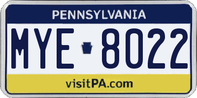 PA license plate MYE8022